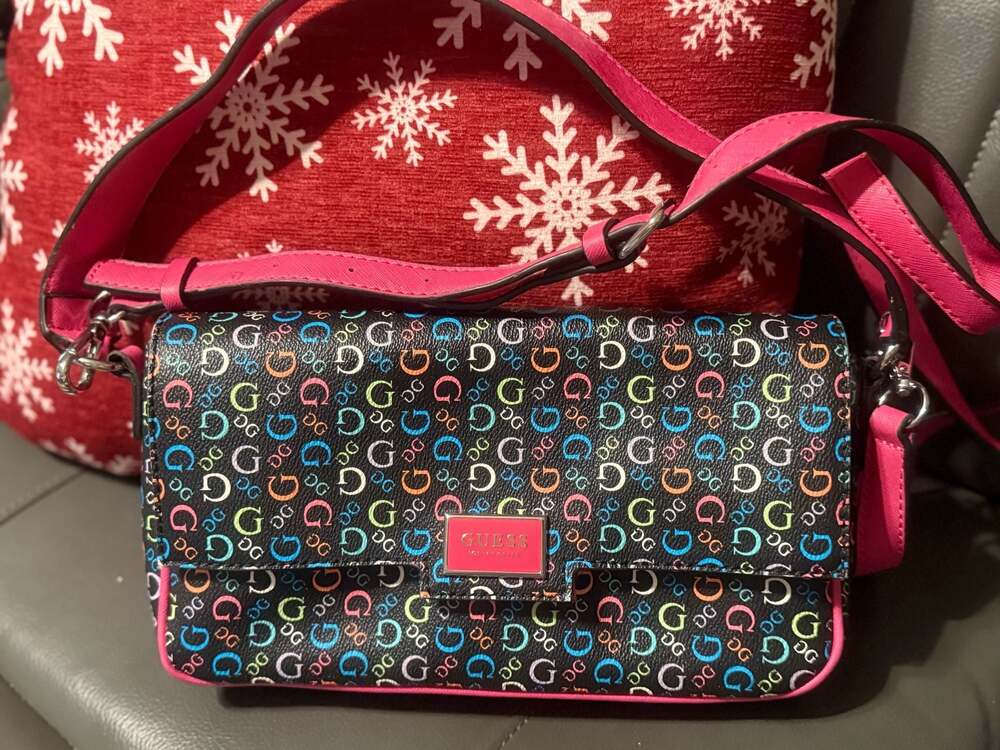 GUESS McKinney Logo Convertible Crossbody Baguette Handbag